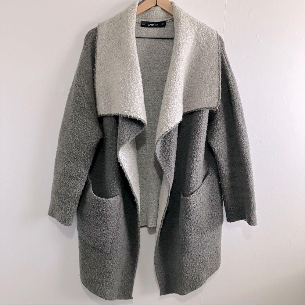 Zara Cardigan Women Size Small Waterfall Open Front Sweater Wool Blend